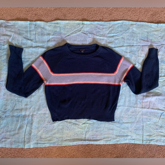 American Eagle Outfitters AE Studio Striped Cropped Sweater - Toasted Coconut - Picture 2 of 8